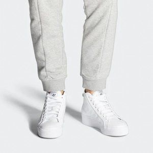 Adidas Nizza Platform Sneakers in White Leather